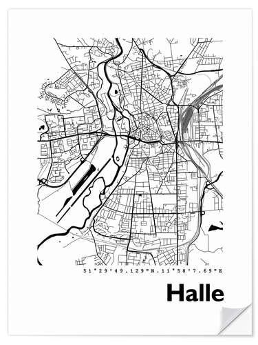 Sticker mural City map of Halle