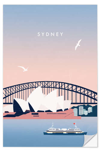 Selvklæbende plakat Sydney Travel Poster