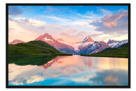 Gerahmter Kunstdruck Bachalpsee See bei Sonnenuntergang, Berner Oberland, Schweiz