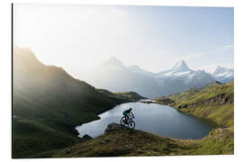 Alubild Wanderer mit Mountainbike, Bachalpsee