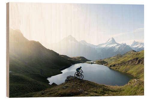 Obraz na drewnie Hikers with mountain bikes, Bachalpsee