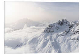 Aluminiumtavla Snowy mountains in winter, Engadine, Switzerland