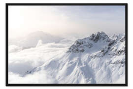 Gerahmter Kunstdruck Schneebedeckte Berge im Winter, Engadin, Schweiz