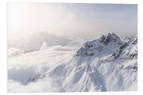 Foam board print Snowy mountains in winter, Engadine, Switzerland