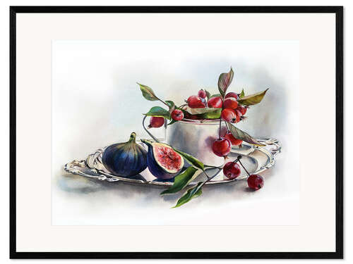 Plakat artystyczny premium w ramie Figs and vintage tray