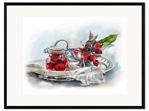 Plakat artystyczny premium w ramie Jam jar & vintage lace