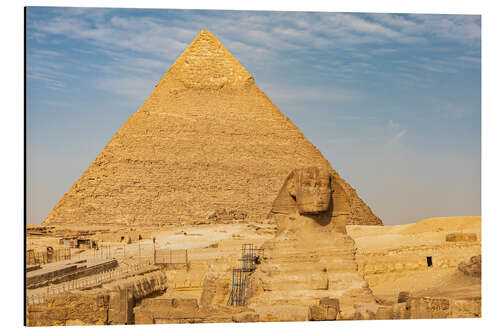 Alubild Große Sphinx von Gizeh vor der Pyramide des Chephren