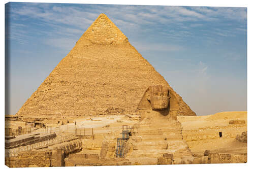 Canvas print Great Sphinx of Giza in front of the Pyramid of Khafre