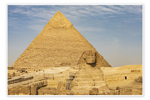 Poster Great Sphinx of Giza in front of the Pyramid of Khafre