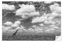 Muursticker Masai giraffe on open plains