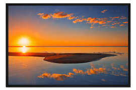 Gerahmter Kunstdruck Sonnenaufgang über Lake Winnipeg