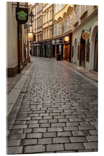 Acrylic print Cobblestone streets in the old town of Prague