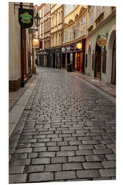 Foam board print Cobblestone streets in the old town of Prague