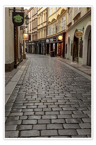 Poster Cobblestone streets in the old town of Prague