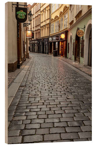 Holzbild Kopfsteinpflasterstraßen in der Altstadt von Prag