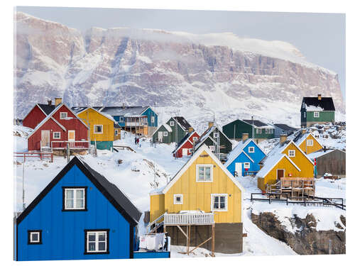 Stampa su vetro acrilico Case colorate di Uummannaq