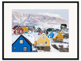 Gerahmter Kunstdruck Bunte Häuser von Uummannaq
