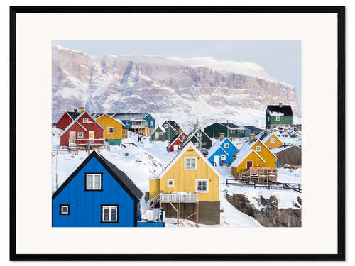 Gerahmter Kunstdruck Bunte Häuser von Uummannaq