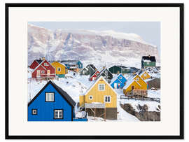 Gerahmter Kunstdruck Bunte Häuser von Uummannaq