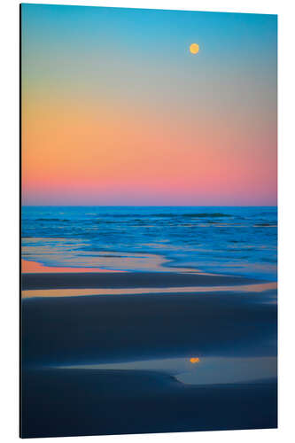 Cuadro de aluminio Conjunto de playa y luna llena.