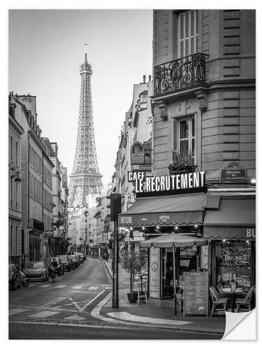 Selvklebende plakat Paris monochrome