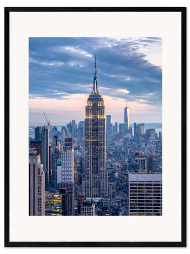Plakat artystyczny premium w ramie Empire State Building at the blue hour