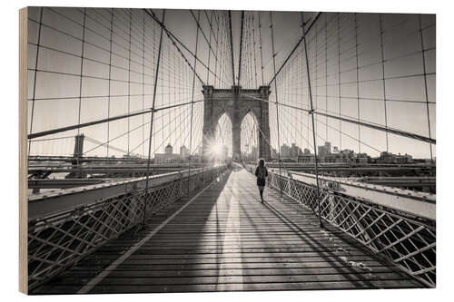 Holzbild Brooklyn Bridge Monochrom