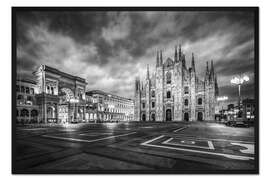 Gerahmter Kunstdruck Mailand monochrom