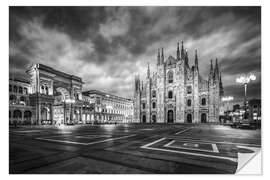 Selvklebende plakat Milan monochrome