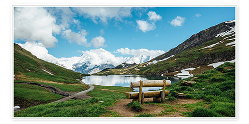 Poster Parkbench in der Bachalpse, Grindelwald, Schweiz