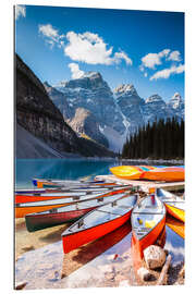 Galleritryck Colorful canoes at Moraine lake