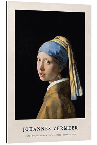 Alumiinitaulu Girl with a Pearl Earring, 1665