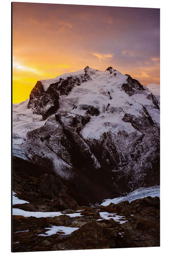 Aluminium print Sunrise from Gornergrat with Monte Rosa