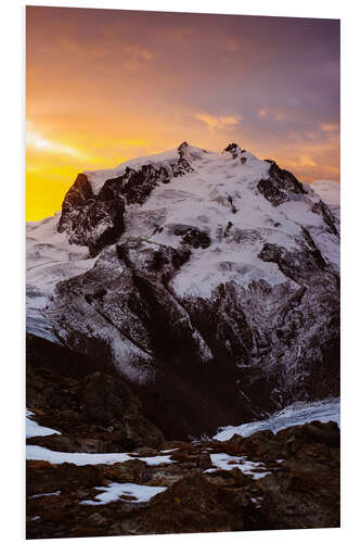 Foam board print Sunrise from Gornergrat with Monte Rosa