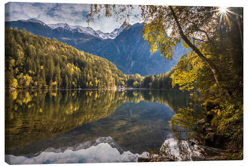 Canvas print Autumn morning at Lake Piburger See in Ötztal, Austria