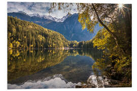 Tableau en PVC Matin d'automne au lac Piburger See à Ötztal, Autriche