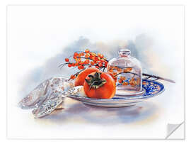 Naklejka na ścianę Persimmons &amp; vintage plate