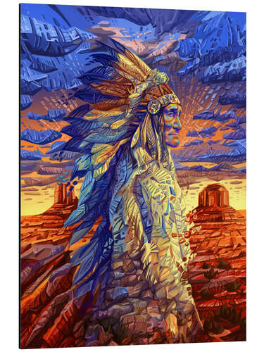 Aluminium print Geronimo native art portrait