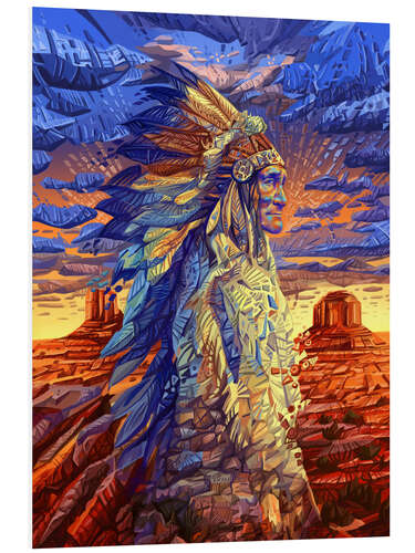 Foam board print Geronimo native art portrait