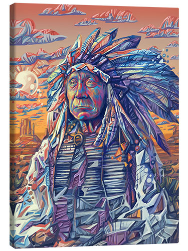 Canvas print Red cloud native art portrait