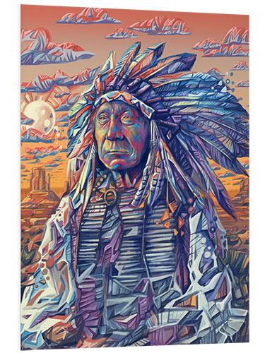 Foam board print Red cloud native art portrait