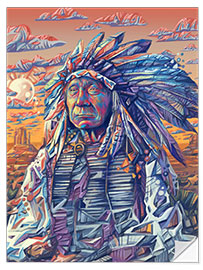 Selvklebende plakat Red cloud native art portrait