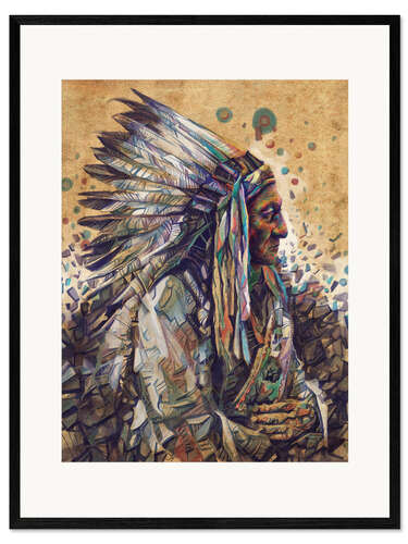 Framed art print Sitting bull native art portrait 2