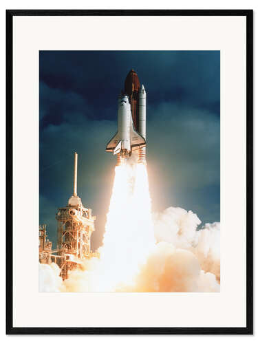 Kunsttryk i ramme Launch of shuttle STS-31, carrying space telescope