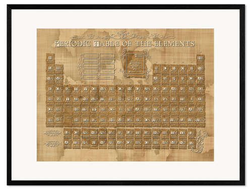 Kehystetty taidepainatus Periodic table of elements gothic beige