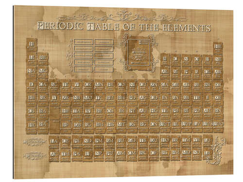 Quadro em plexi-alumínio Tabela periódica de elementos gótico bege