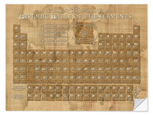 Muursticker Periodic table of elements gothic beige