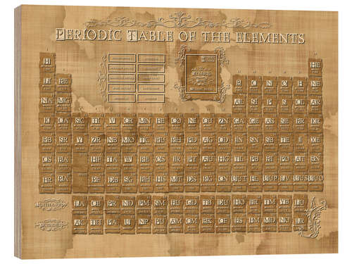 Wood print Periodic table of elements gothic beige