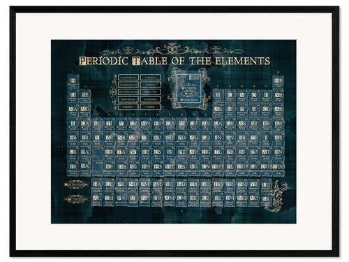 Innrammet kunsttrykk Periodic table of elements gothic