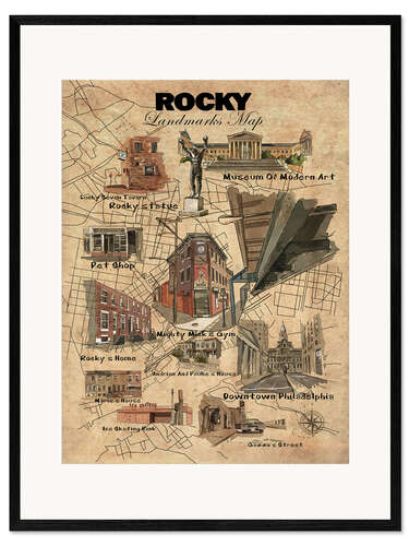 Gerahmter Kunstdruck Rocky Karte